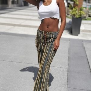 Jaded London Striped Distressed Jeans